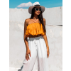 Oranžový riasený crop top MONTEREY