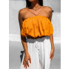 Oranžový riasený crop top MONTEREY
