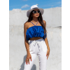 Modrý riasený crop top MONTEREY