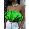 Zelený riasený crop top MONTEREY