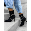 Čierne členkové topánky EMERIE so strieborným detailom