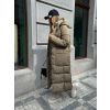 54633 12 tmave bezova dlouha prosivana bunda walnut s kapsami