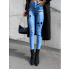 Modré denim džínsy MARIGY s potlačou