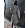 Sivý elegantný kabát WALLES s kapucňou
