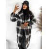 Černý károvaný kabát CORIA s knoflíky (Veľkosť ONESIZE)