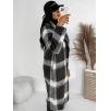 Černý károvaný kabát CORIA s knoflíky (Veľkosť ONESIZE)