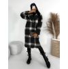 Černý károvaný kabát CORIA s knoflíky (Veľkosť ONESIZE)