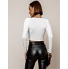Bílý elegantní crop top LINNE s dlouhým rukávem (Veľkosť ONESIZE)