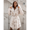 Krémová bunda ZOFIA s kožušinou a opaskom