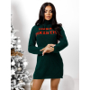 Tmavozelené pletené svetrové šaty TWINKL s potlačou