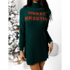 57276 4 tmave zelene pletene svetrove saty twinkl s potiskem