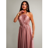 Staroružové dlhé lesklé elegantné šaty MADES so zaväzovaním