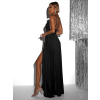 Čierne dlhé elegantné šaty BREALYN s vreckami