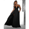 Čierne dlhé elegantné šaty BREALYN s vreckami