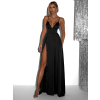 Čierne dlhé elegantné šaty BREALYN s vreckami