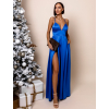 Kráľovsky modré dlhé elegantné šaty BREALYN s vreckami