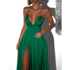 Zelené dlhé elegantné šaty BREALYN s vreckami