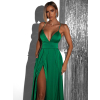 Zelené dlhé elegantné šaty BREALYN s vreckami
