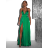 Zelené dlhé elegantné šaty BREALYN s vreckami
