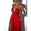 Červené dlhé elegantné šaty BREALYN s vreckami