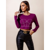 Fialový crop top AFRA s kamínky (Veľkosť ONESIZE)
