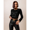 Čierny crop top AFRA s kamienkami