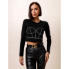 Čierny crop top AFRA s kamienkami