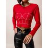 Červený crop top AFRA s kamínky (Veľkosť ONESIZE)