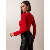 Červený crop top AFRA s kamínky (Veľkosť ONESIZE)