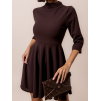 Tmavohnedé elegantné šaty GROUND s dlhým rukávom