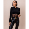 Černý elegantní crop top GIDEOMI s dlouhým rukávem (Veľkosť ONESIZE)