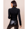 Černý elegantní crop top GIDEOMI s dlouhým rukávem (Veľkosť ONESIZE)
