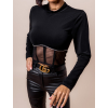 Černý elegantní crop top GIDEOMI s dlouhým rukávem (Veľkosť ONESIZE)