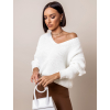 Biely sveter IRENE s výstrihom do V