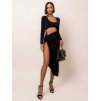 Čierne elegantné šaty VALLI s prestrihmi
