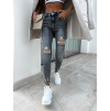 Šedé denim džíny LIDIE s roztrženými nohavicemi (Veľkosť L)