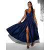 Tmavě modré elegantní dlouhé šaty FAIRYTALE (Veľkosť ONESIZE)