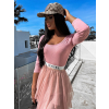 Světle růžový crop top LECIEL s dlouhým rukávem (Veľkosť ONESIZE)