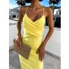 Žluté elegantní šaty MERIE s rozparkem (Veľkosť ONESIZE)