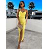 Žluté elegantní šaty MERIE s rozparkem (Veľkosť ONESIZE)