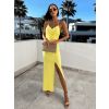 Žluté elegantní šaty MERIE s rozparkem (Veľkosť ONESIZE)
