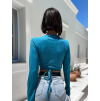 Tmavo tyrkysový zavinovací top MIRDRE s dlhým rukávom