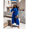 Kráľovsky modré elegantné šaty WOMAN s dlhým rukávom