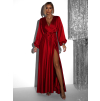 Bordó elegantní šaty WOMAN s dlouhým rukávem (Veľkosť ONESIZE)