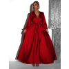 Bordó elegantní šaty WOMAN s dlouhým rukávem (Veľkosť ONESIZE)