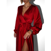 Bordó elegantné šaty WOMAN s dlhým rukávom