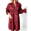 Tmavě červené elegantní šaty JOSHUAE s květinovým vzorem (Veľkosť ONESIZE)