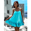 Tyrkysové volánikové šaty GLASSY voľného strihu