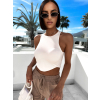 Bílý elegantní crop top MARILENI s vycpávkami (Veľkosť ONESIZE)