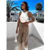 Bílý elegantní crop top MARILENI s vycpávkami (Veľkosť ONESIZE)